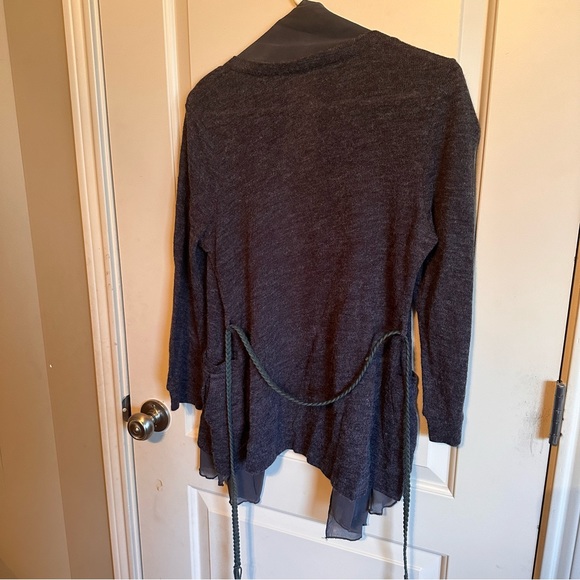 Bluebird Size L dark grey cardigan with sheer around edges - Picture 6 of 7